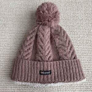 Everest Designs Hat Beanie Wool Winter Fleece Lined Cap Pom Handmade in Nepal